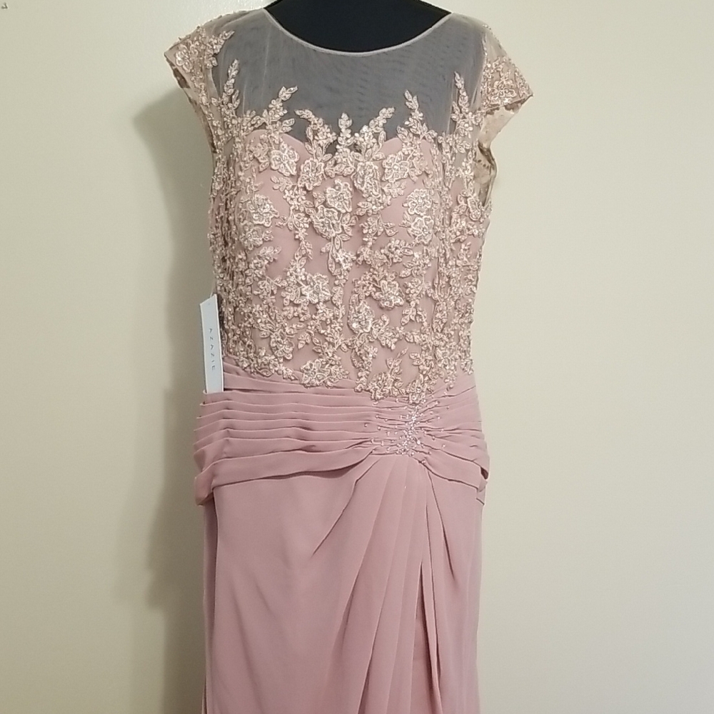NWT AZAZIE Libby Dusty Rose A-Line Sequins Chiffon Floor-Length Dress Wedding 14 - Picture 2 of 16